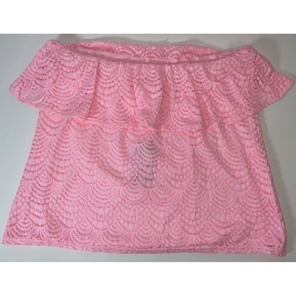 NWT Lilly Pulitzer Wiley Tube Top Scalloped Shell Lace Coral Reef Pink - XL